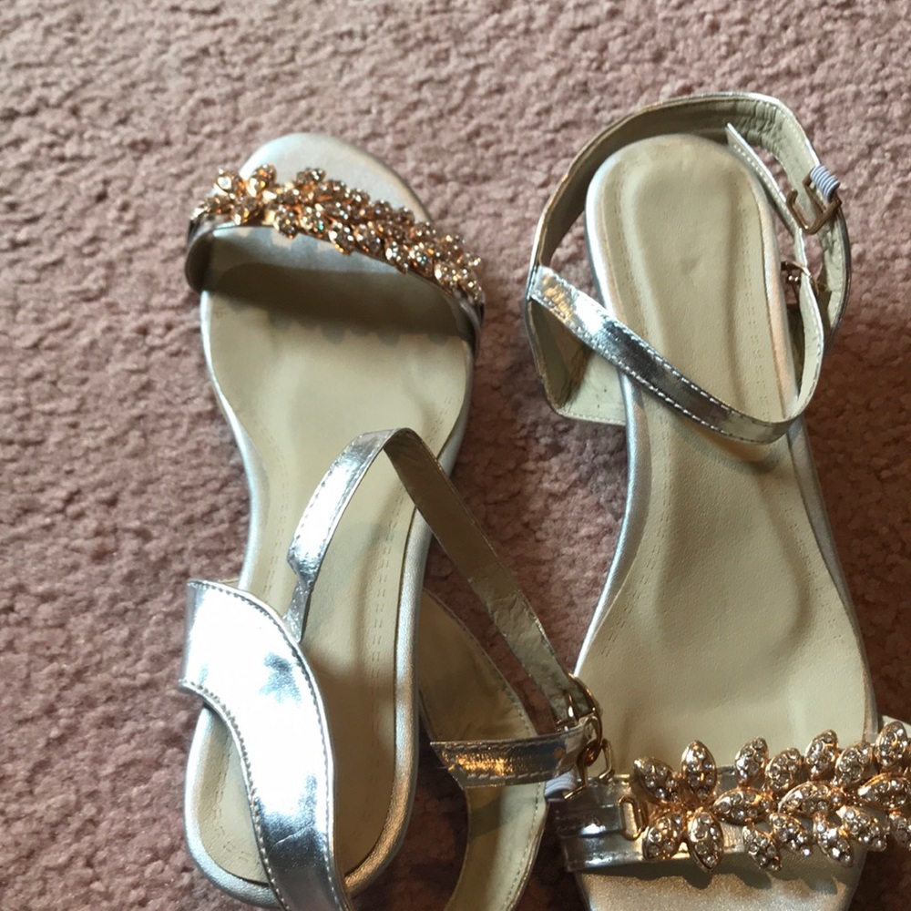 Sequin gold silver sandals. Never worn